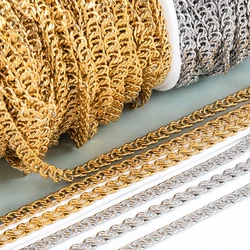 1 Meter Stainless Steel Chain Flat Double Ring Twisted Loop Chain For Diy Hip Hop Necklace Bracelet Jewelry Making Accessories