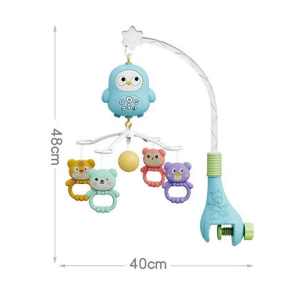 Campana da letto musicale per bambini a forma di gufo, rotazione a 360 gradi, campana da comodino sospesa, giocattolo versatile per campanello da letto in cartone animato per bambini da 0 a 18 mesi