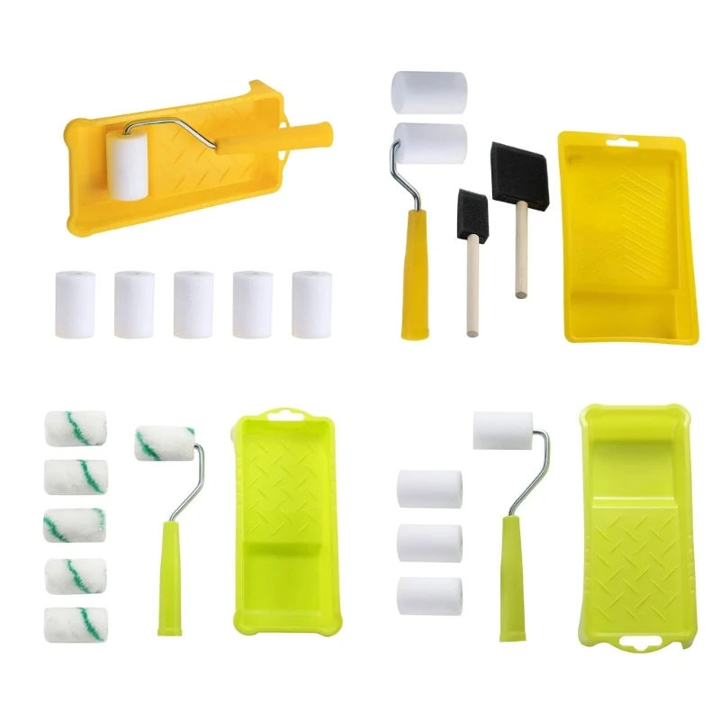 

New Convenient Painting Supplies Small Paint Rollers with Tray Essential Painting Plastic Perfect for Cabinets Furniture