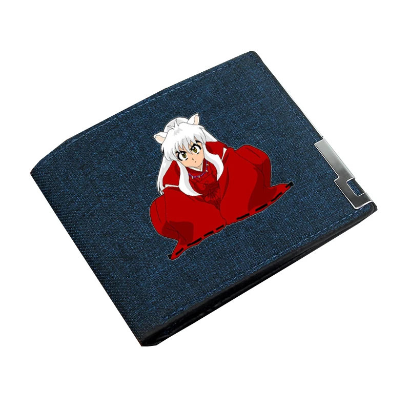 Teenagers Wallet Short Money Bag Kids Coin Purse Bi-fold Holder Canvas Casual Wallet anime   Inuyasha Cartoon Wallet