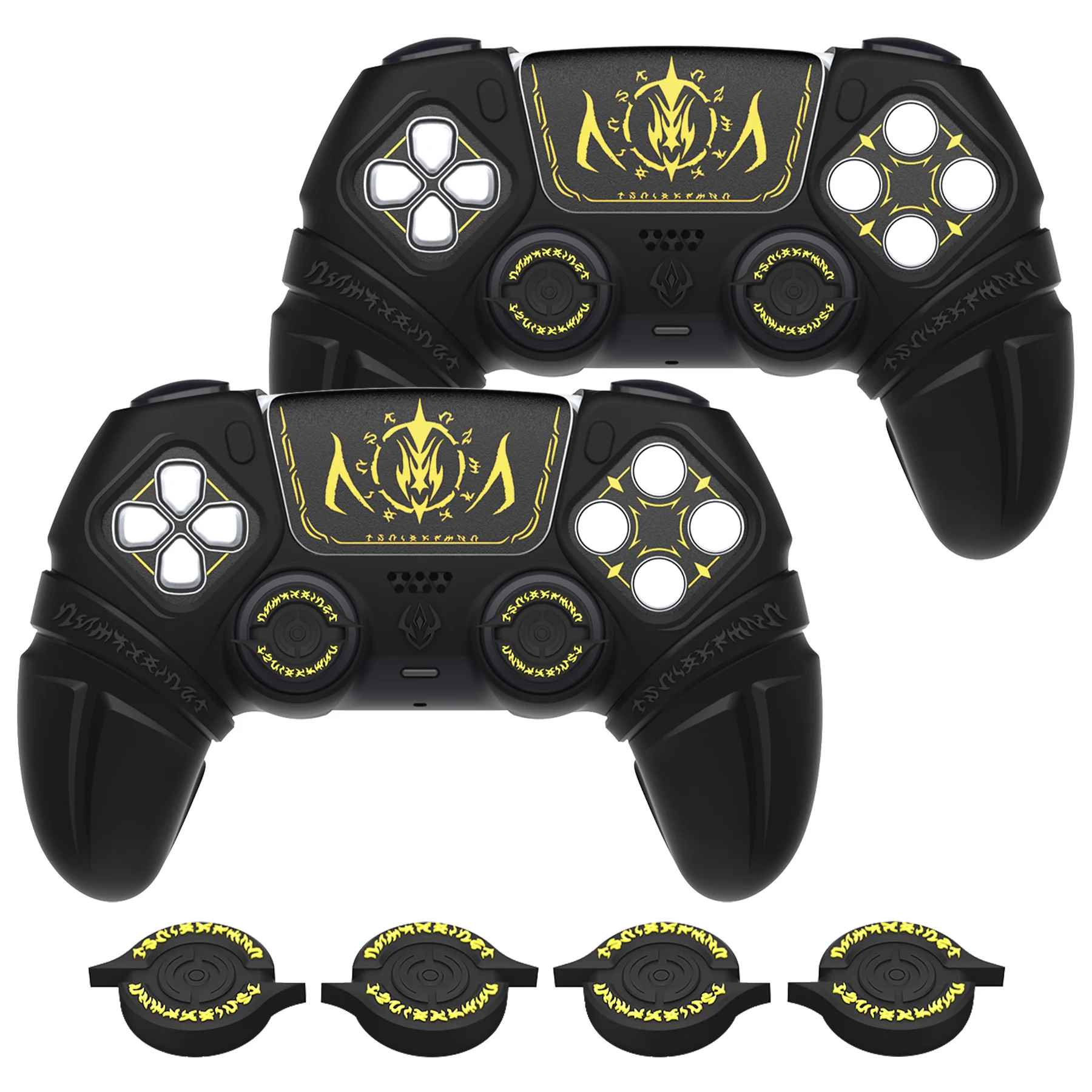 

PlayVital 2 Pack Runes Edition Silicone Case for PS5 Controller /Thumb Grips,Dualsense Grip Cover /Touchpad Skin & D-Pad Sticker