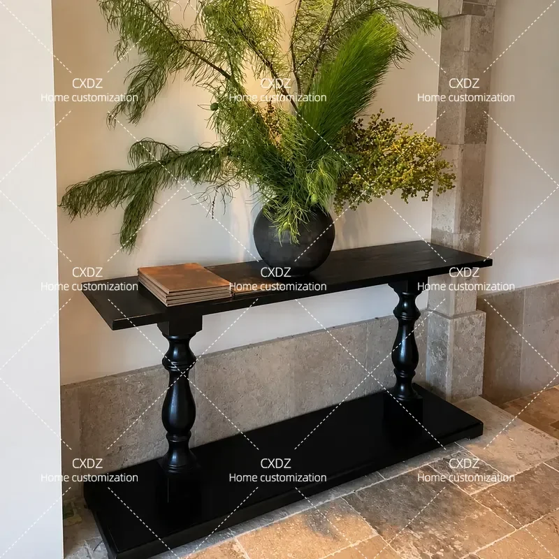 Medieval Style Wall Entrance Cabinet Living Room Creative Strip Edge Decoration Aisle Entry Table Divider Vintage Side Table