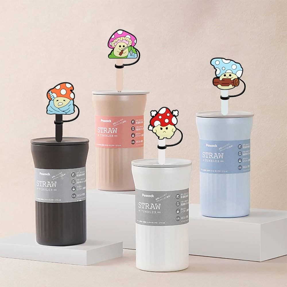 جديد 1-20 قطعة MINISO لطيف الفطر غطاء من القش قابلة لإعادة الاستخدام شرب غطاء غبار كوب زجاجي اكسسوارات ل 10 مللي متر غطاء قش السيليكون