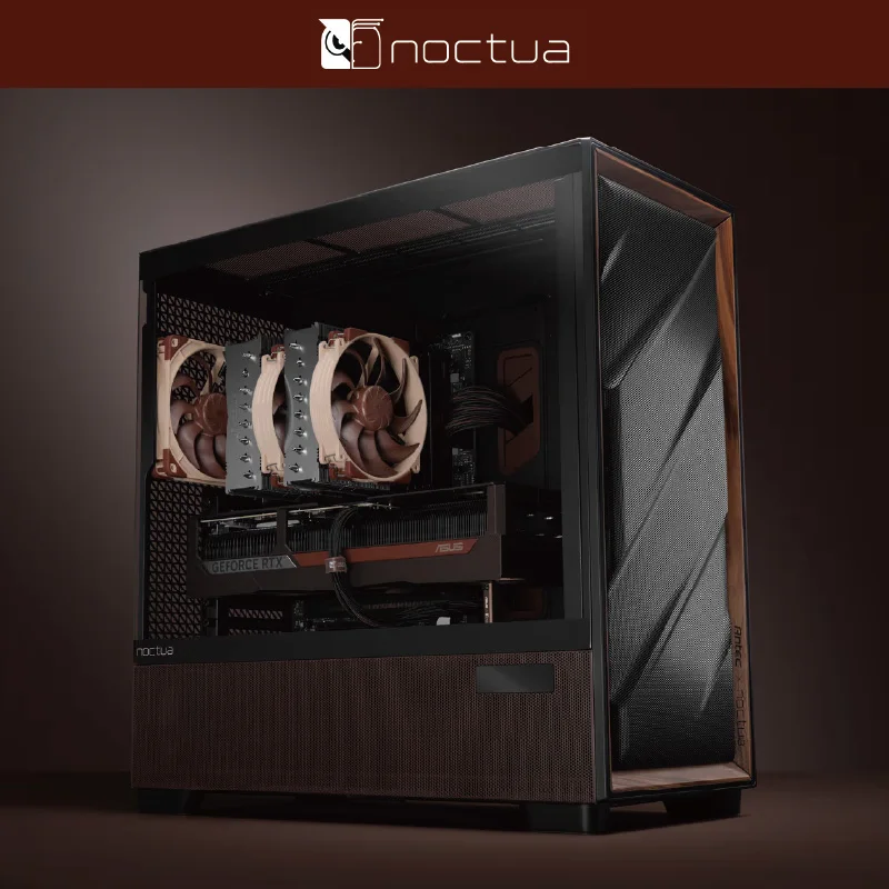 

Бесшумный компьютерный корпус Antec Flux Pro Noctua Edition, поддерживает материнские платы STX, Mini-ITX, µATX, ATX, E-ATX/Оснащен 6 вентиляторами Noctua.