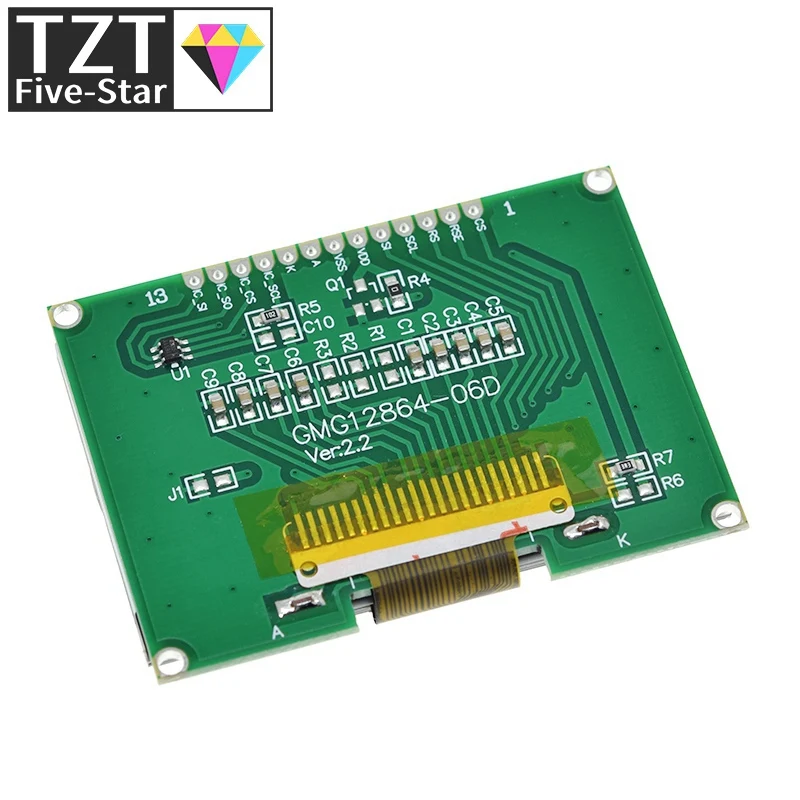 TZT Lcd12864 12864-06D, 12864, módulo LCD, COG, com fonte chinesa, tela de matriz de pontos, interface SPI