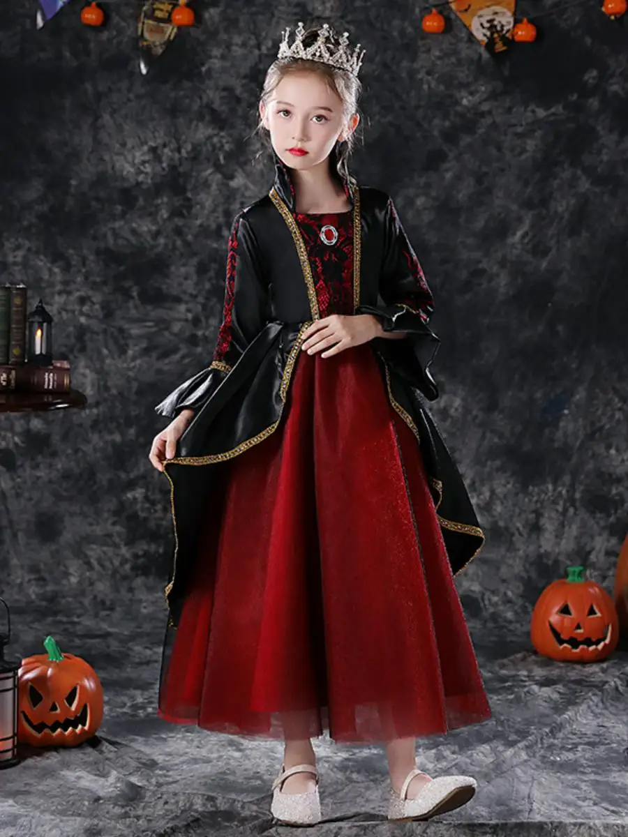 

Детский костюм на Хэллоуин, халат для девочек, плащ, ролевой плащ, косплей, маленькая ведьма, наряд из полиэфирного волокна Dr