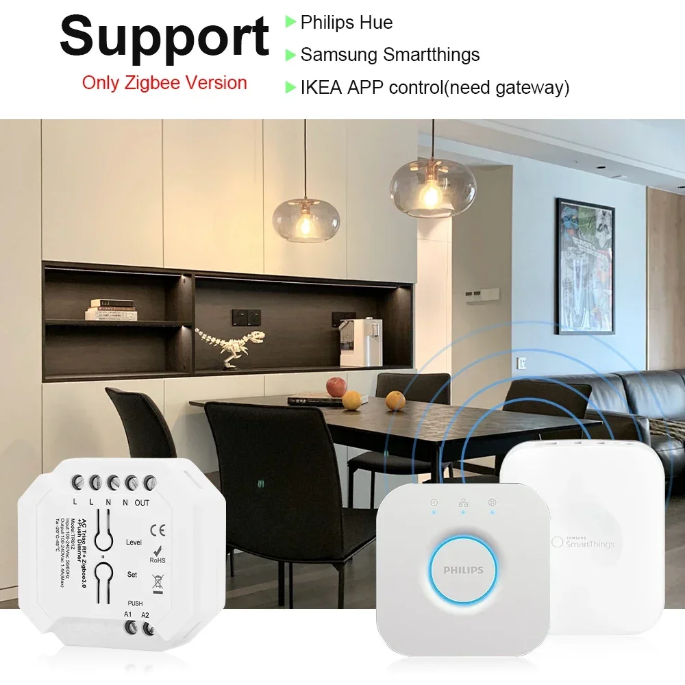 AC 110V 240V AC Triac Dimmer ZIGBEE Tuya WiFi RF LED Controller For Single Color LED Light LED Switch Support Google Assistant