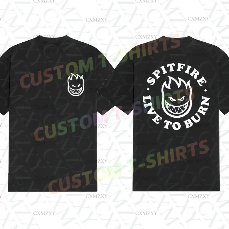 

Men T Shirt Casual Spitfire Bighead Sticker T-shirt Summer Sports Tops Short Sleeves 100% Cotton Streetwear S-3XL Cool Tee