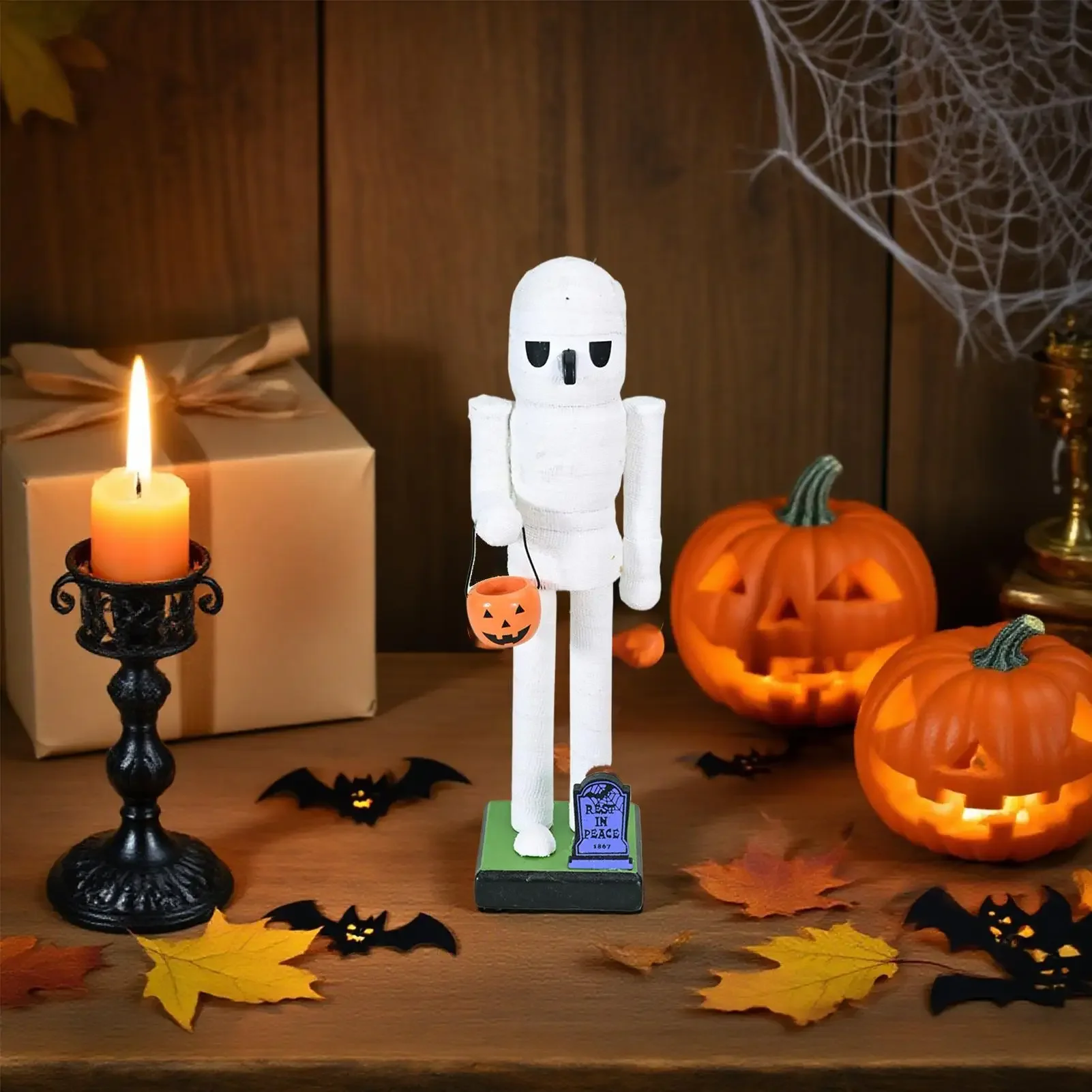 Skeleton Halloween Nutcracker Desktop Pumpkin Witch Nutcracker Statue Halloween Figurine Goody Bag