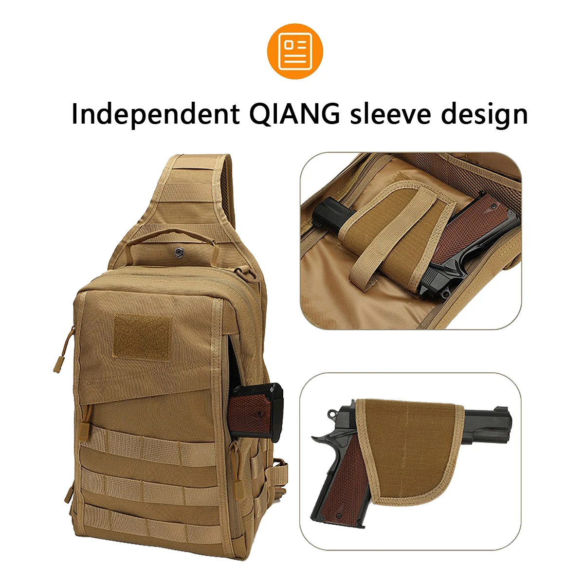 Tactical Shoulder Chest Bag Pistol Holster Concealed Carry Sling Crossbody Range Gun Convertible Bag for Hunting Bag Camping