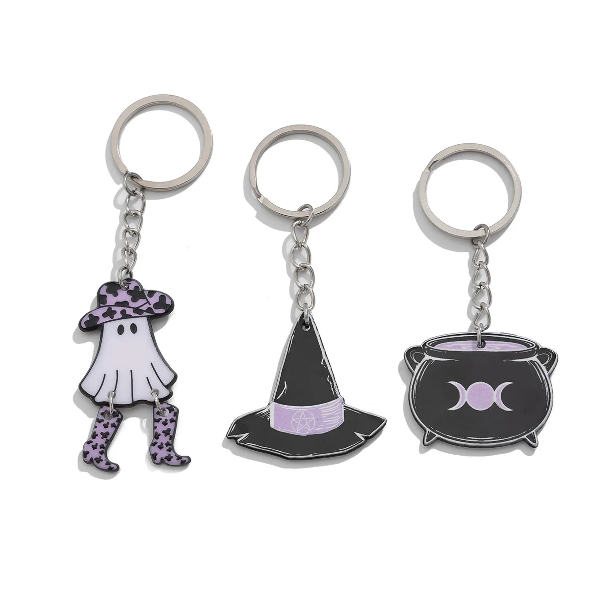 3 Stück Halloween-Schlüsselanhänger-Anhänger – gruseliger Anhänger für Damen, Taschen, Geldbörsen, Schlüssel, verspielte metallische Accessoires