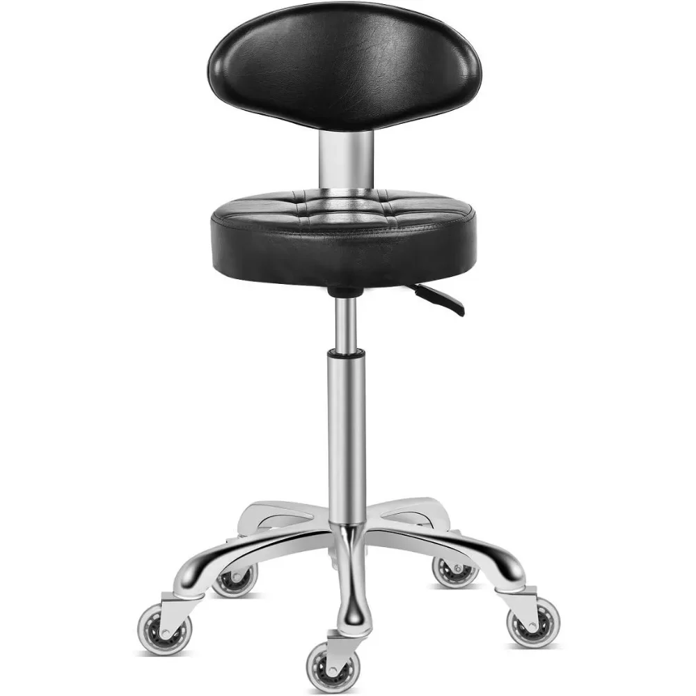

Swivel Stool Chair Adjustable Height w/Back Rest, Heavy Duty Hydraulic Rolling Metal Stool for Kitchen,Salon,Bar,Office,Massage