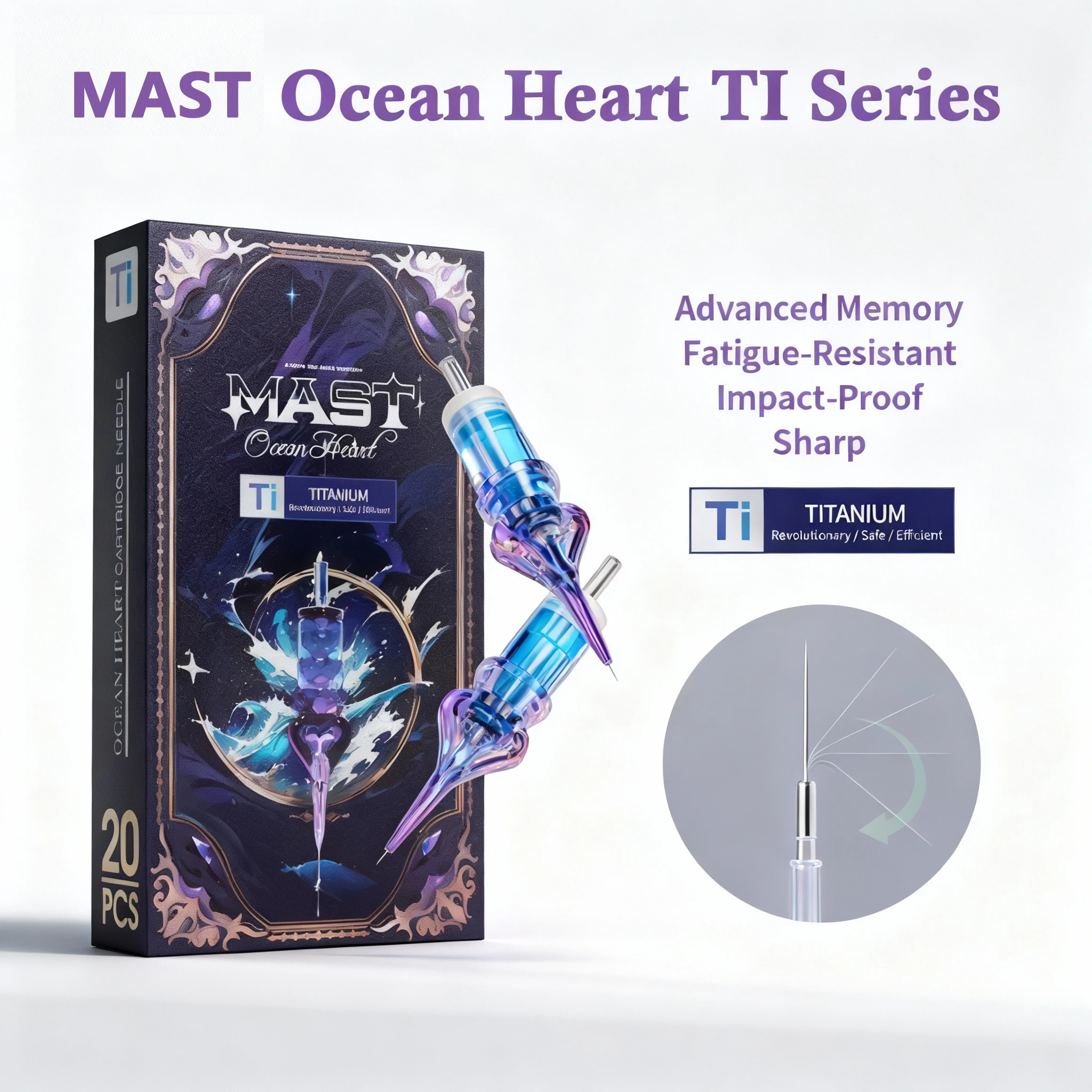 

Mast Ocean Heart Ti Series Tattoo Needles Cartridges 20pcs Disposable 1RL 0.25/0.30/0.35mm Safety Permanent Makeup Tattoo Needle