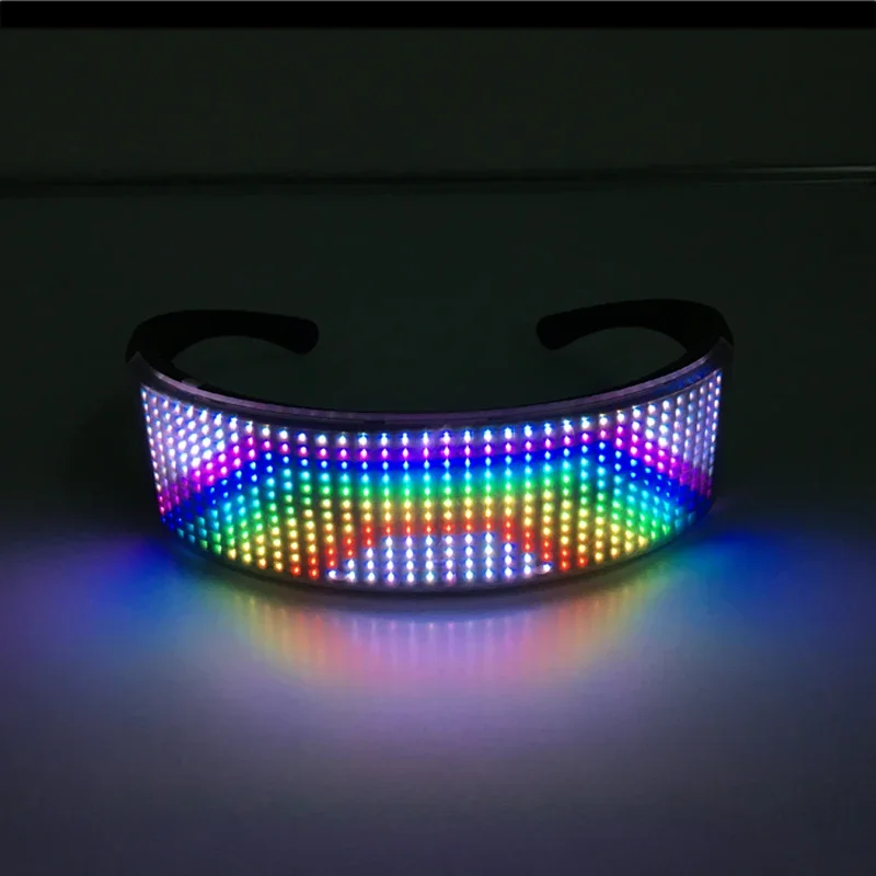 Imagem -06 - Multilingue Led Luminous Party Glasses Usb Charge Piscando Idiomas Personalizados Óculos Feriado de Natal Concert Sunglasses