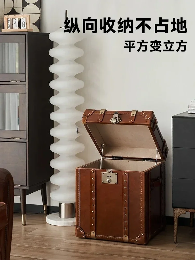 First layer cowhide medieval American retro bedside locker