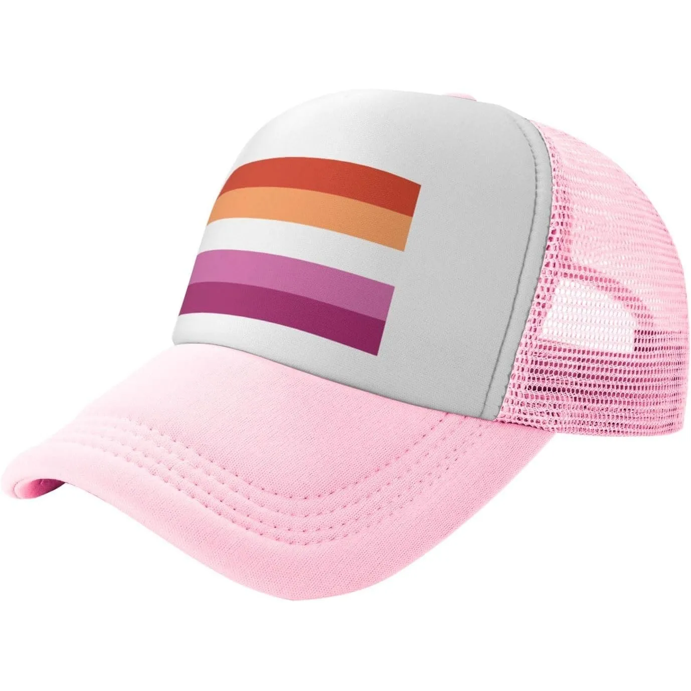 Lesbian-Pride-Flag-Trucker-Hat-Breathable-Mesh-Snapback-Cap-Adjustable-Unisex-Outdoors