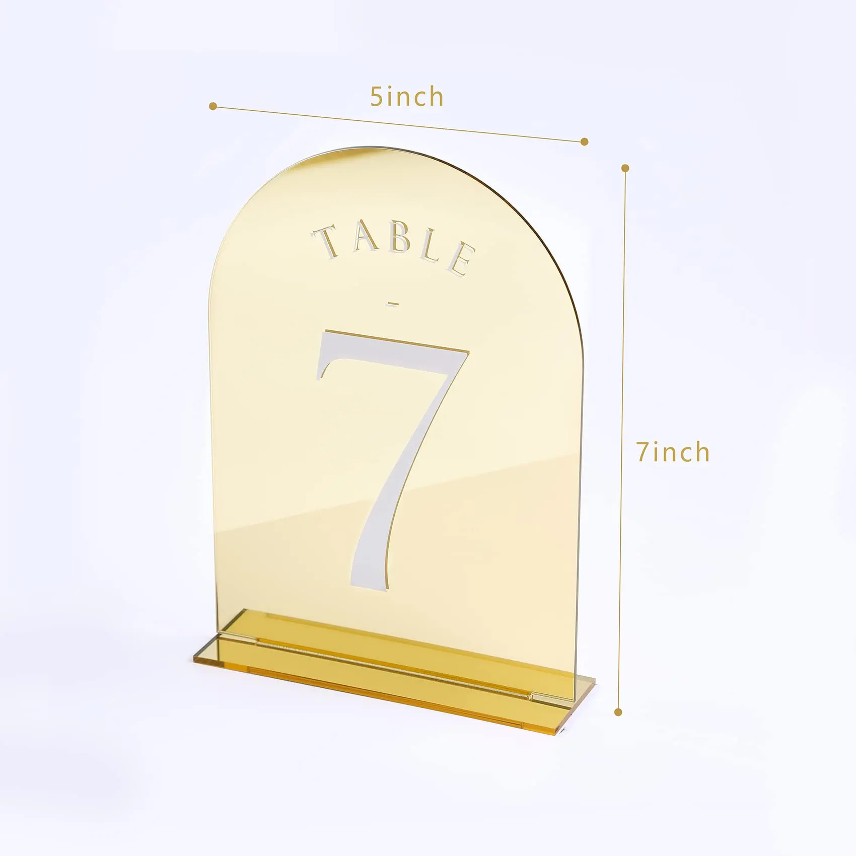 Gold Mirror Acrylic Arch Wedding Table Number w/h Stand 1-25,Acrylic Sign w/h Holder for Centerpiece,Reception,Party,Anniversary