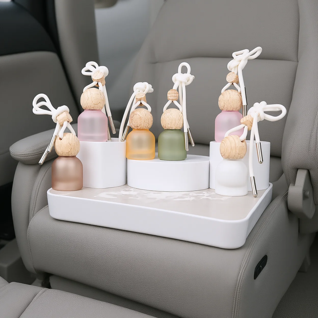 Frosted Glass Pendant Compact Car Diffuser Bottle Glass Beech Aromatherapy Bottle Adjustable Car Air Freshener For Small Spaces