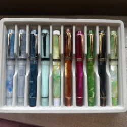 Kaigelu 316 Acrylic Fountain Pen Polish Nib Gold Clip White Marble Amber Pattern Ink Pen Writing Gift Students Office Business