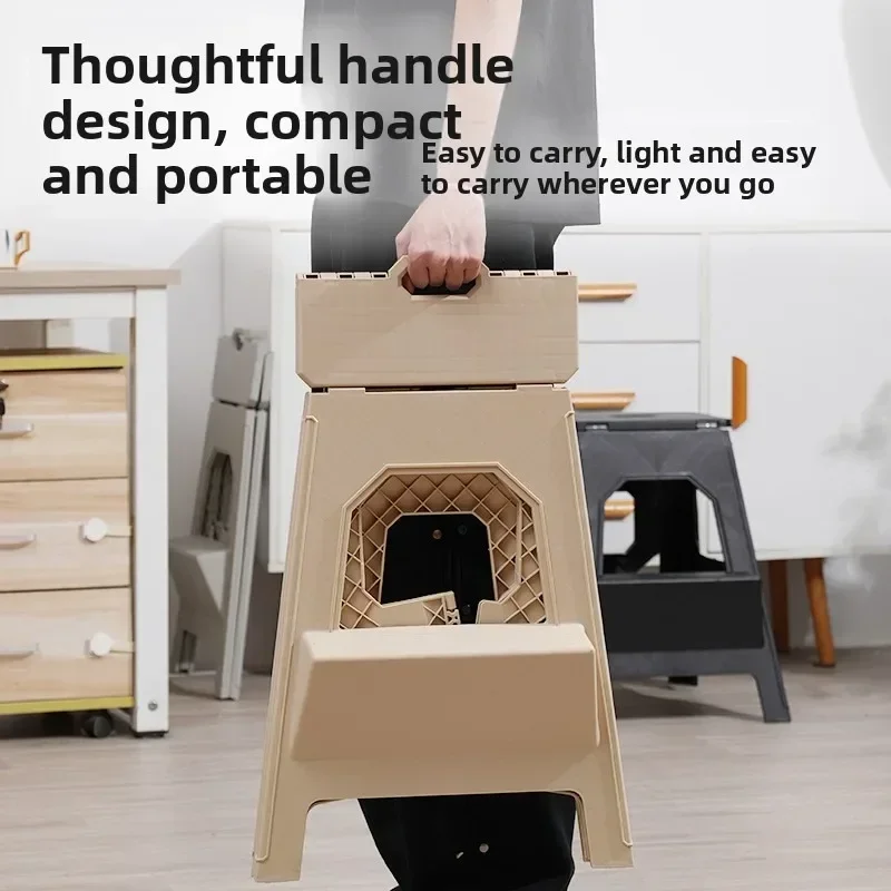Multifunction Dinning Chair Thickened Plastic Folding Ladder Step Stool Space Saving Bathroom Car Wash Two Step Portable