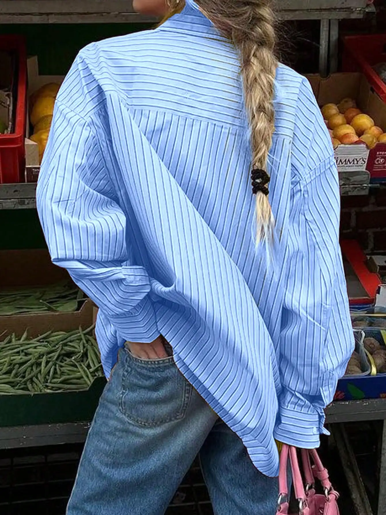 

Casual Striped Long Sleeve Relaxed Fit Blouse Shirt