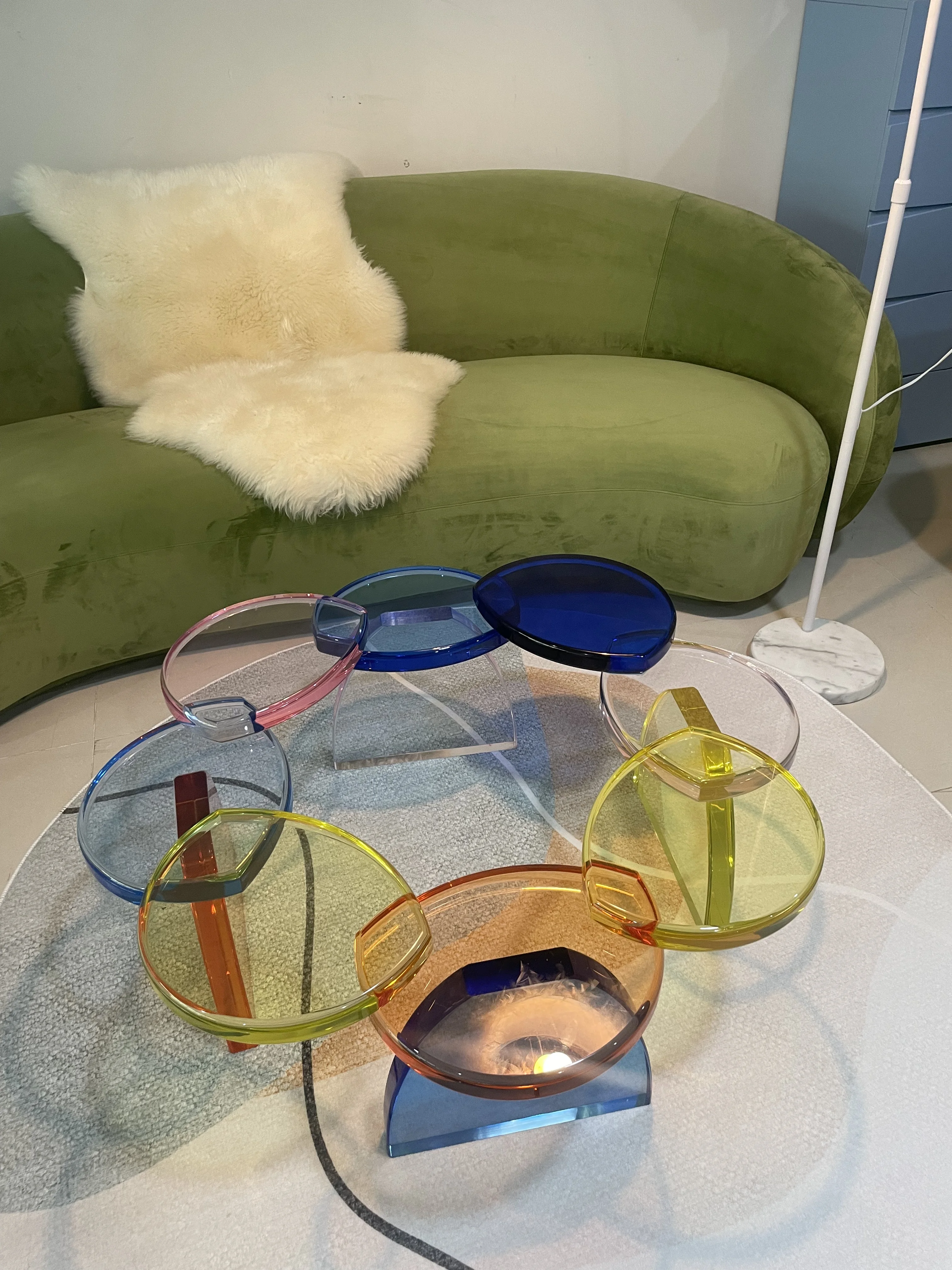 Disen furniture modern tea table acrylic colorful Coffee Table Model by Studio Superego