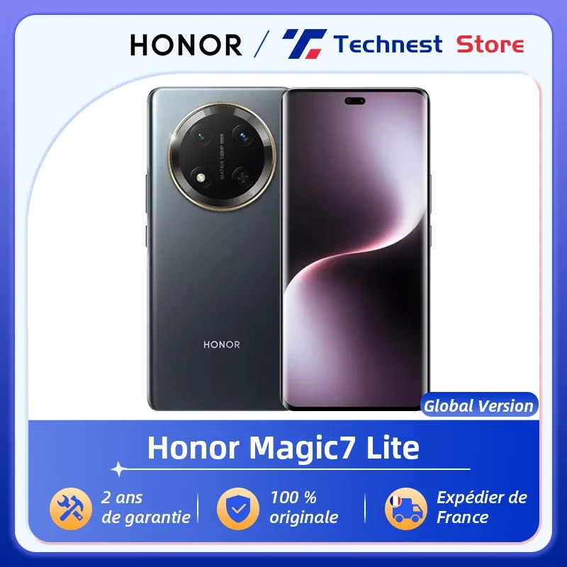 HONOR Magic7 Lite Version EU Écran AMOLED 6,78 pouces Appareil photo principal 108MP Batterie 6600mAh Snapdragon 6 Gen 1 Honor Magic 7 Lite