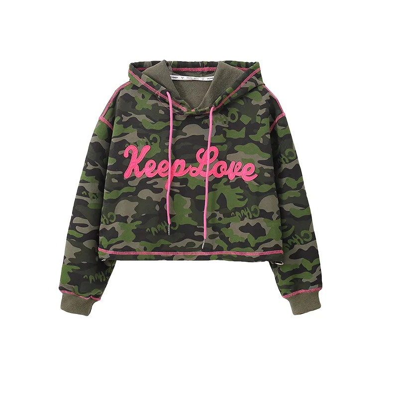 Ropa de Hip Hop para niños, Sudadera corta de camuflaje verde, Sudadera con capucha a rayas negras, Pantalones anchos informales para niña, disfraz de baile de Jazz