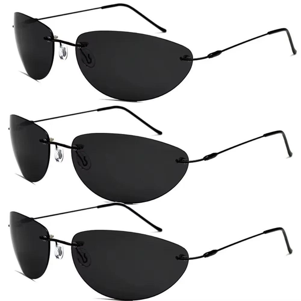 3PCS Classic Polarized Sunglasses men Matrix Neo Morpheus UV400 Movie super Light Brand Designer Rimless Sunglasses