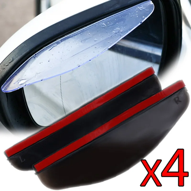 2/4pcs Car Rearview Mirror Rain Eyebrow Transparent Universal Rain Cover Auto Rear View Mirror Sun Visor Eyebrow Rainy Covers