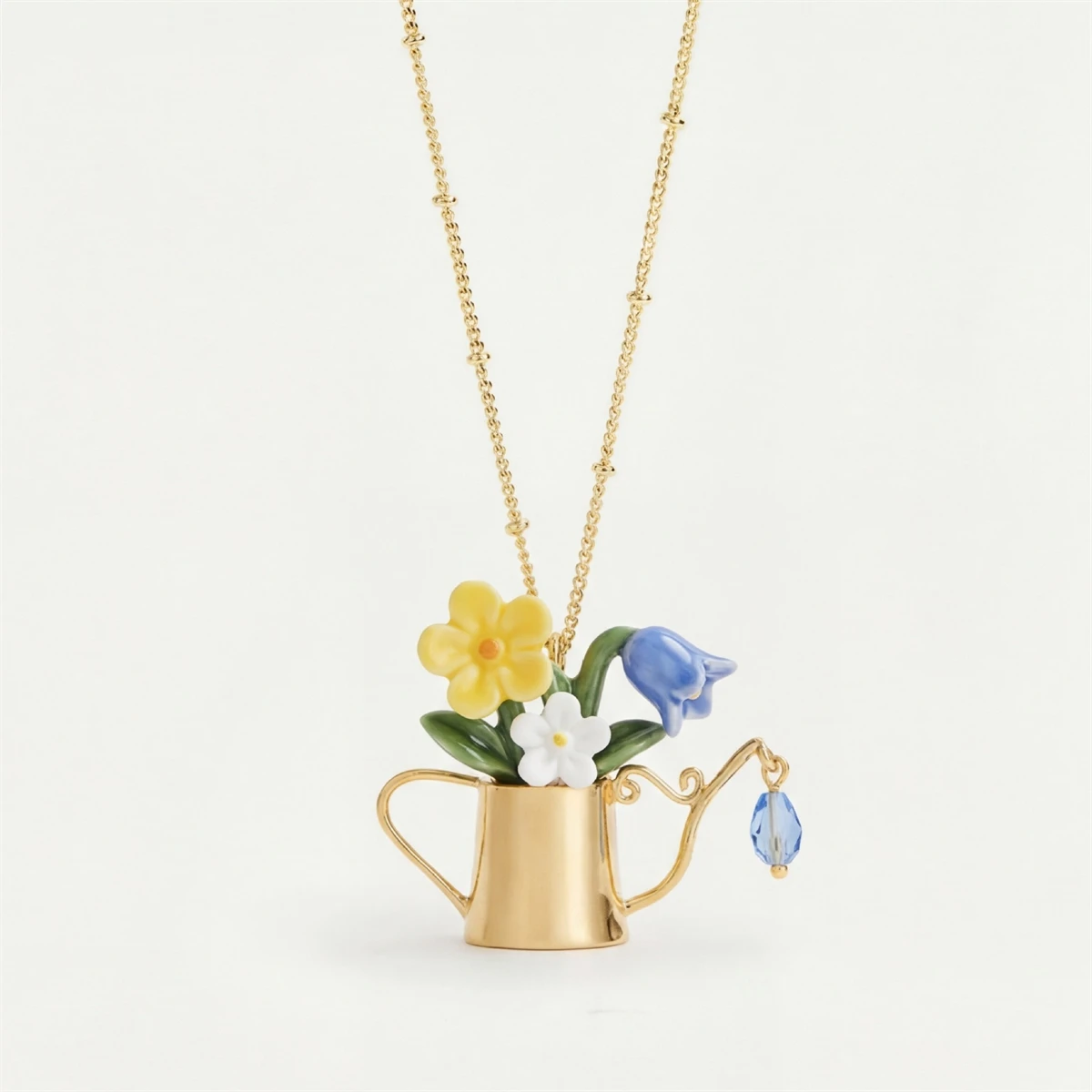 Frischer ländlicher Charme, florale Halskette, blumentopf-förmiger Anhänger, vergoldete Halskette, vielseitiges Kupfermaterial – Detail 7