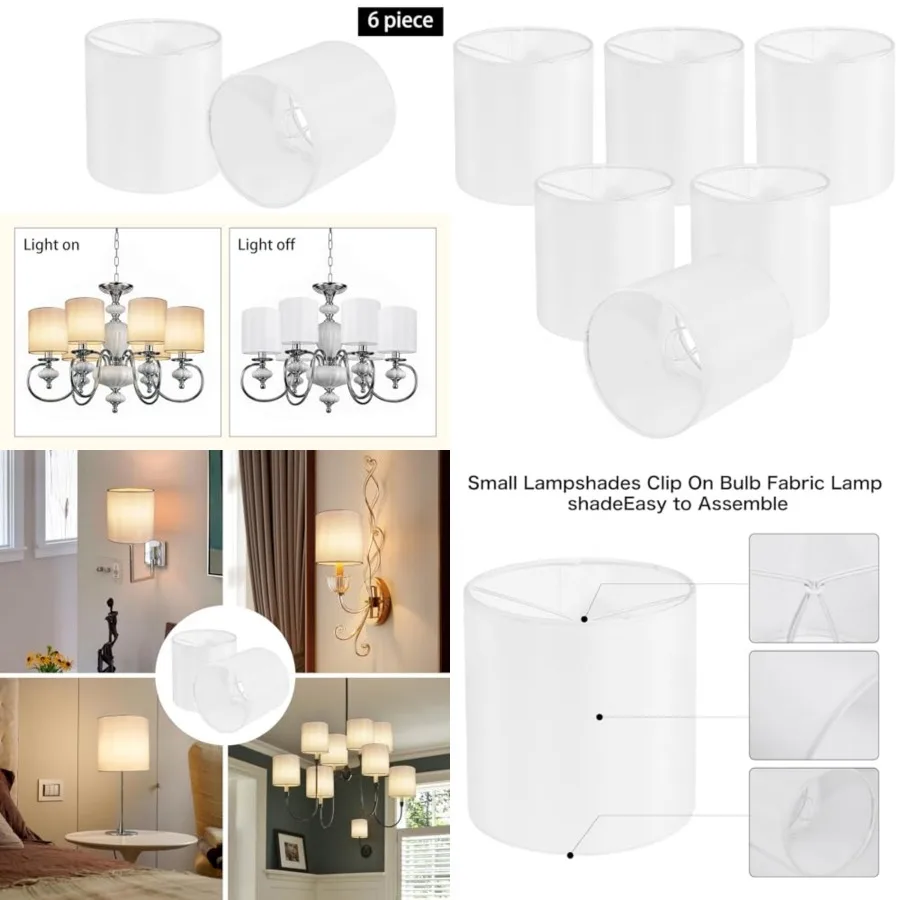 

Chandelier Lamp Shades, Small Lamp Shades Clip-on Bulbs Only for Candelabra Bulbs, Chandelier Shades 6 Pcs, Mini Lampshades for
