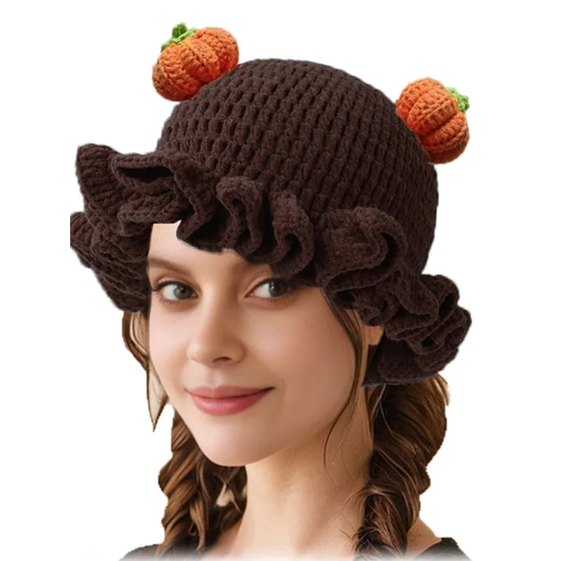 

Костюм рыбака с рогом тыквы и черепом, плиссированными оборками, шляпа для косплея на Хэллоуин, идеальный аксессуар с уникальными деталями