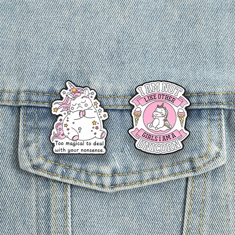 Niedliches Regenbogen-Einhorn-Lese-Geist-Emaille-Abzeichen, sarkastischer Text, Anstecknadel, Kawaii-Dekorationsbrosche, Set für Taschen-Accessoires, Geschenk – Detail 2