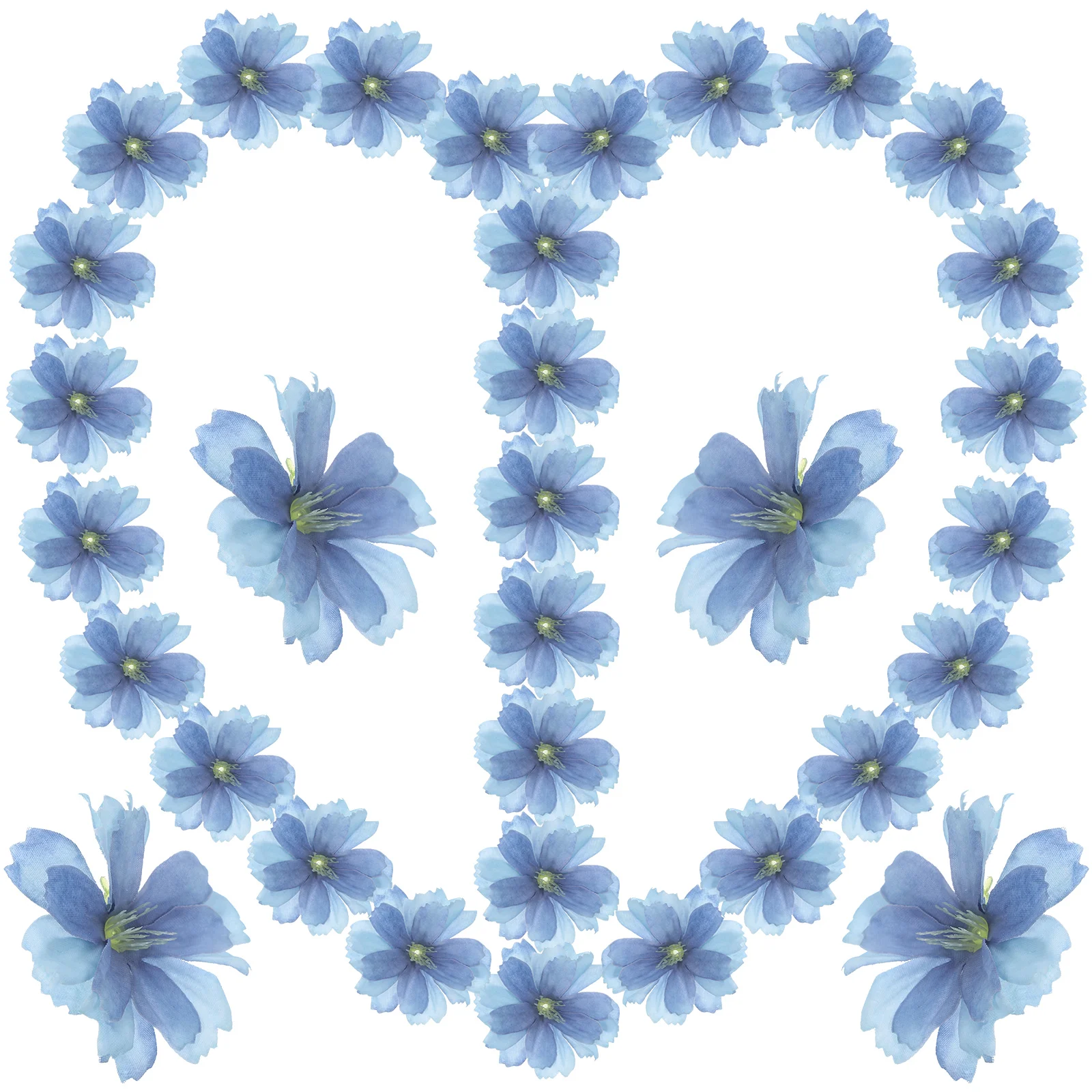 

100pcs Artificial Plum Blossom Heads Decorative Flowers for Crafts Blue Picks Home Store Restaurant Faux Silk Mini Creative