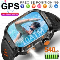 2026 nuevo grado militar al aire libre GPS relojes inteligentes hombres brújula ritmo cardíaco BT llamada linterna LED 10ATM impermeable natación Smartwatch
