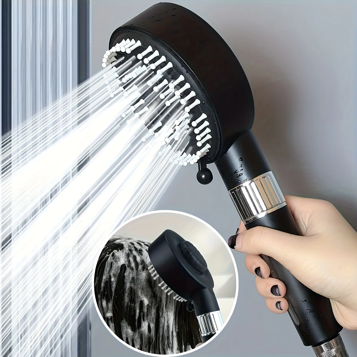 

4 Jet Modes Shower Head High Pressure Portable Handheld Spray Set Large Water Flow Shower Head with Filter Bathroom Accessories