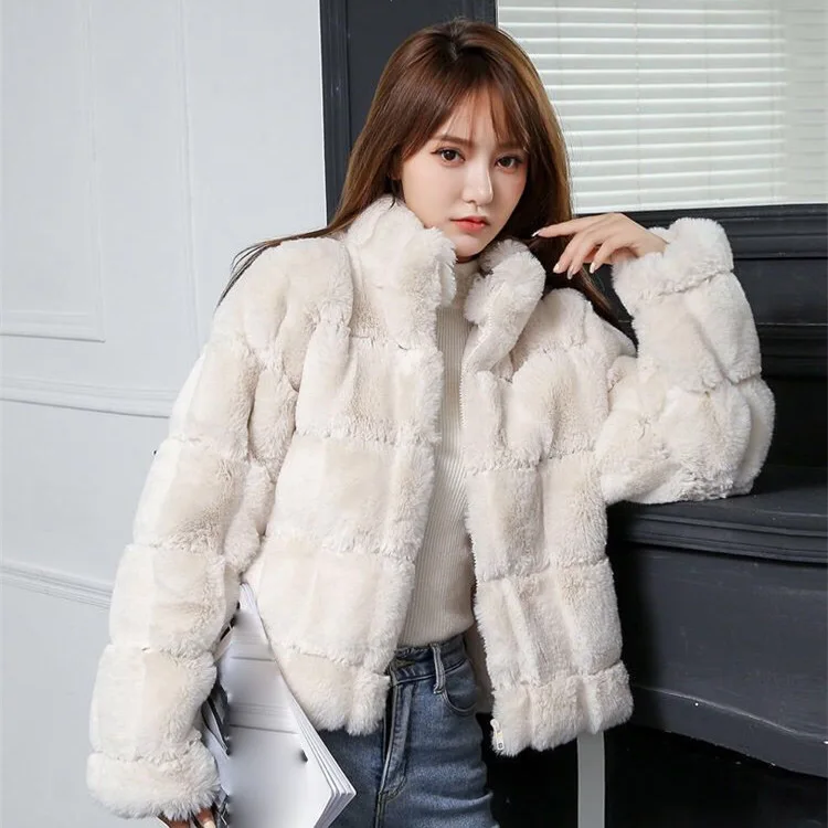 2025 تقليد سترة فرو أرنب ريكس غير رسمية 2023 شتاء جديد 1201 #4