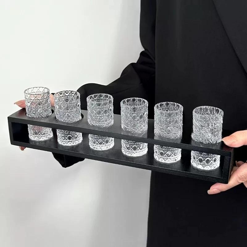 

Embossed thickened gem pattern Baijiu cup holder shot cup set, spirit cup household cocktail