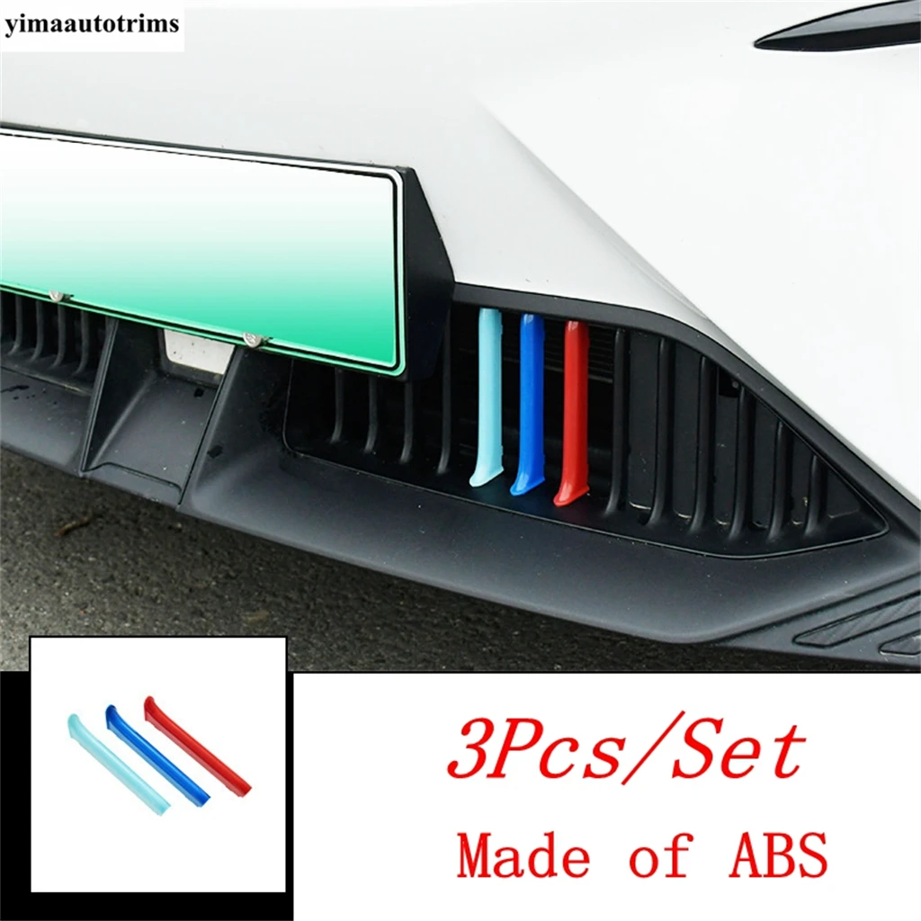 3PCS Tricolor Front Grille Slat Strips Mesh Decoration Cover Trim Fit For MG 4 EV 2023 2024 Car Accessories Exterior Refit Kit