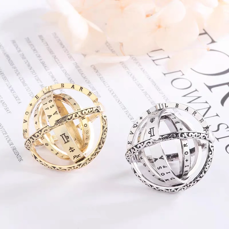 Vintage Astronomische Kugel aus Legierung, drehbarer kosmischer Ring für Männer und Frauen, kreative, verformbare, komplizierte Halskette – Detail 20