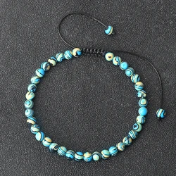 Charm 4mm Green Blue Malachite Bracelet for Women Men Natural Stone Handmade Braided Bangles Yoga Prayer Jewery Beaded Bracelets
