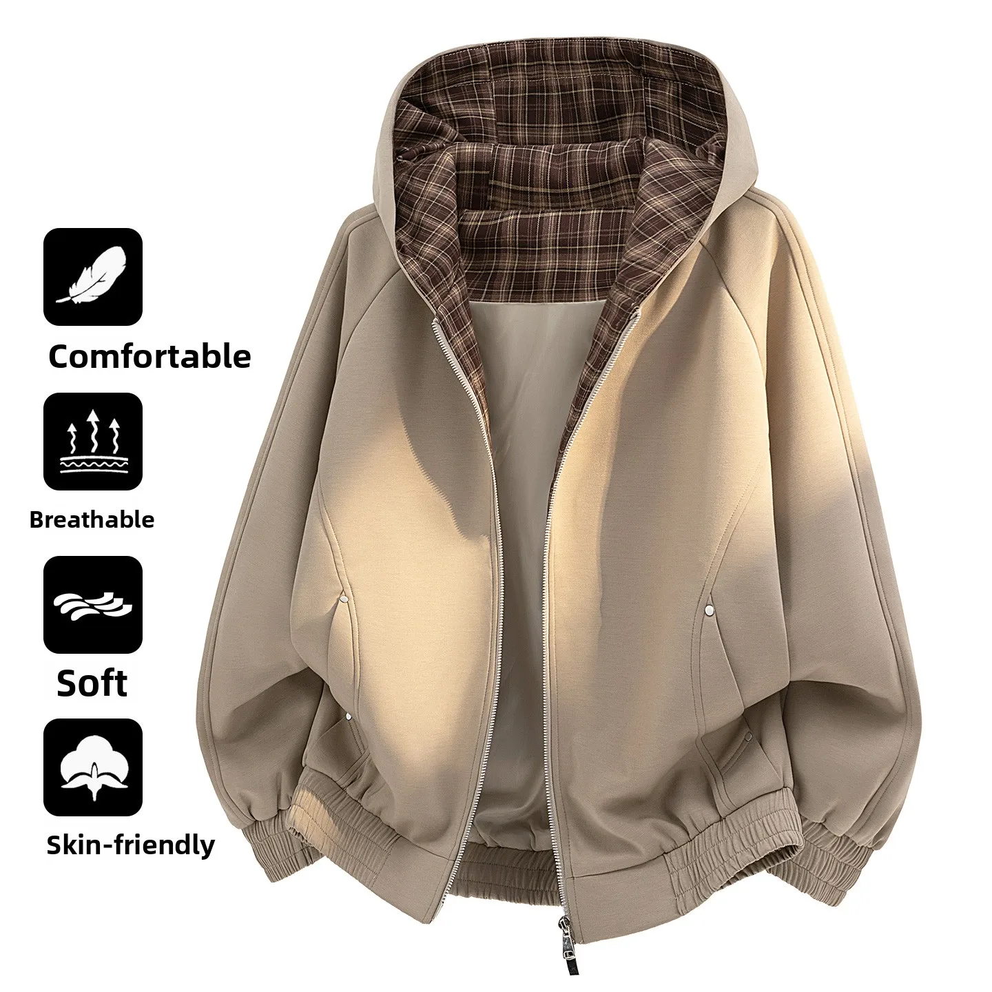 

Spring 2026 New Retro American Sle Long Sve Hoodie Couple Matching Casual Wear Polyester Fiber Youth Trend Spring Autumn