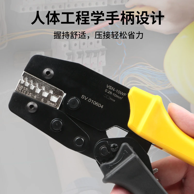 Quick and multifunctional electrical crimping pin type pre insulated bare wire pliers for cold terminals