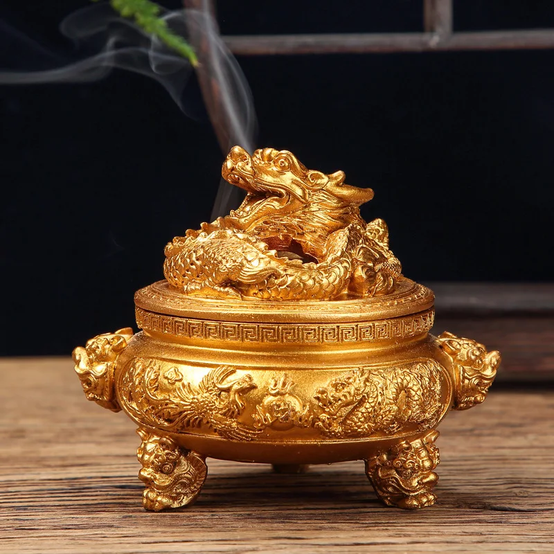 One Piece Dropshipping Three-Legged Incense Burner Antique Incense Burner Items for Buddha Hall Home Ornaments Incense Coil Burn