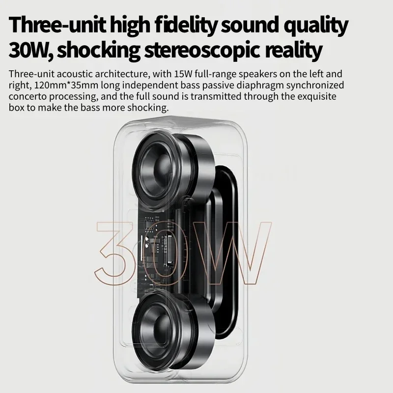 سمّاعات بلوتوث محمولة 30 واط لاسلكي TWS ستيريو ثلاثية الأبعاد مكبر صوت محيطي مركز الموسيقى في الهواء الطلق IPX5 مقاوم للماء TF AUX مضخم الصوت #3