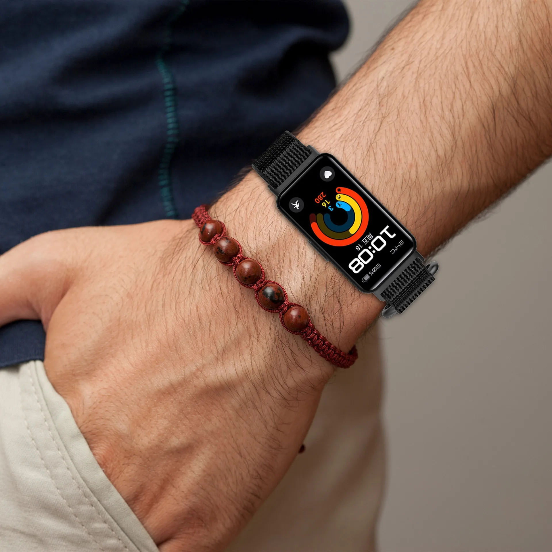 ワイルドトレイルスタイルベルクロナイロンストラップスーツ Huawei 社時計バンド 8/9/10 ナイロン織 Huawei 社ブレスレットストラップ