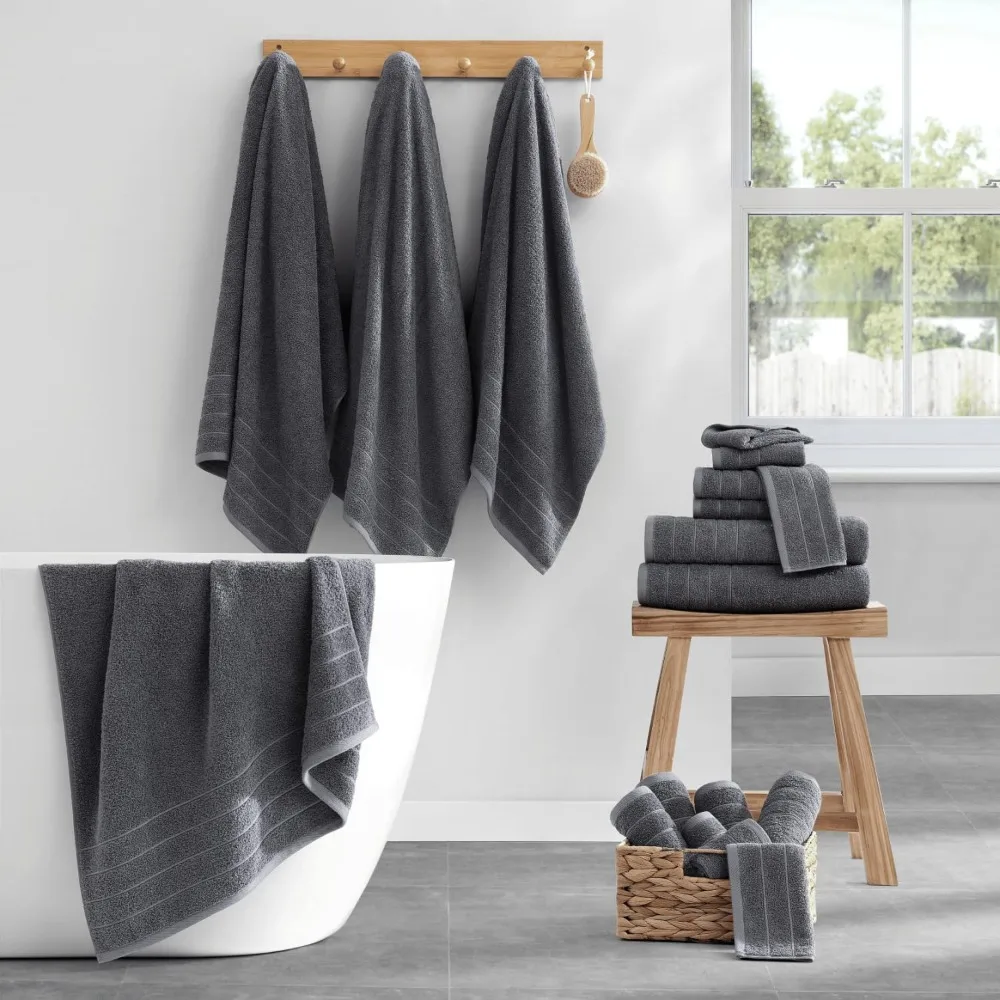 

100% Cotton Luxury Bathroom Towel Set - 18 Pc - Ring Spun, Quick Dry, Soft & Highly Absorbent - 6 Bath,