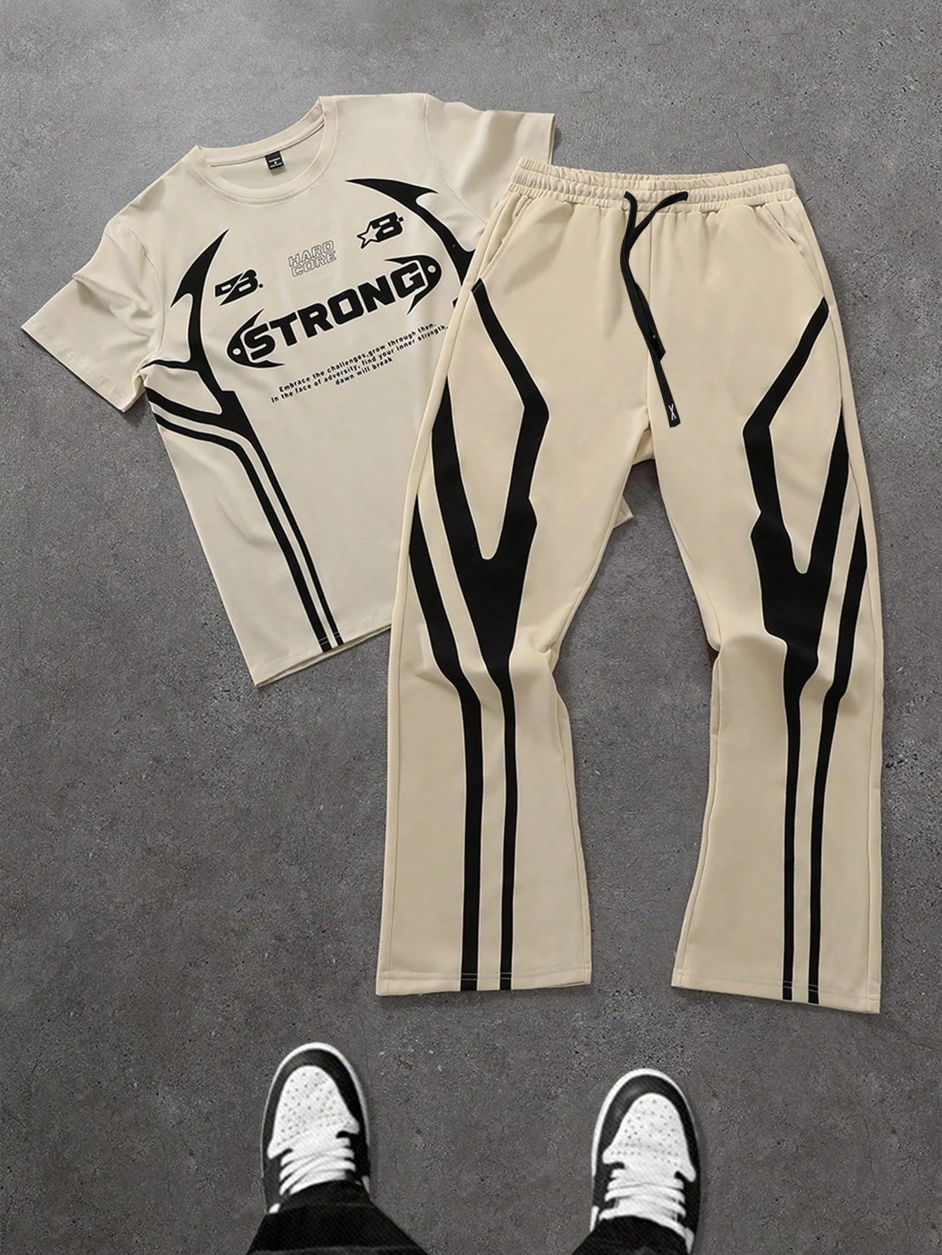 

Summer Men's Fashion Two-Piece Set Hip-Hop Style Letter Print Crew Neck T-Shirt and Pants Set Hip-Hop Clothing Men's Wear