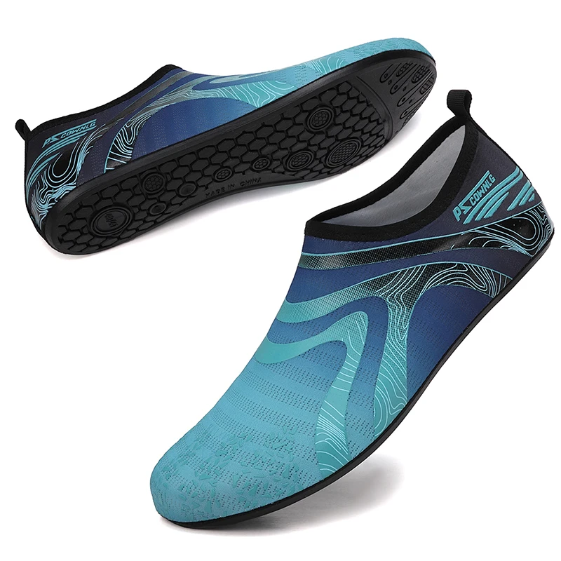 أحذية الشاطئ الجديدة أحذية الخوض المنبع عدم الانزلاق الجوارب المياه أحذية السباحة تنفس مفرغة أحذية ناعمة سوداء لينة سوليد